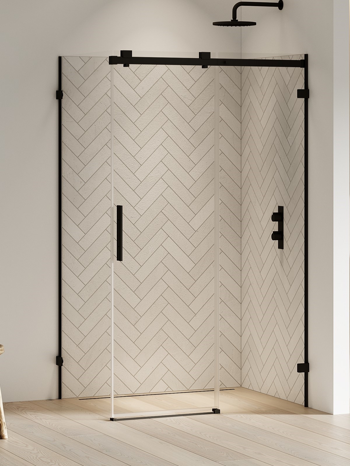 New Trendy Softi X Black kabina prysznicowa 100x100 cm kwadratowa prawa czarny mat/szkło przezroczyste EXK-5380