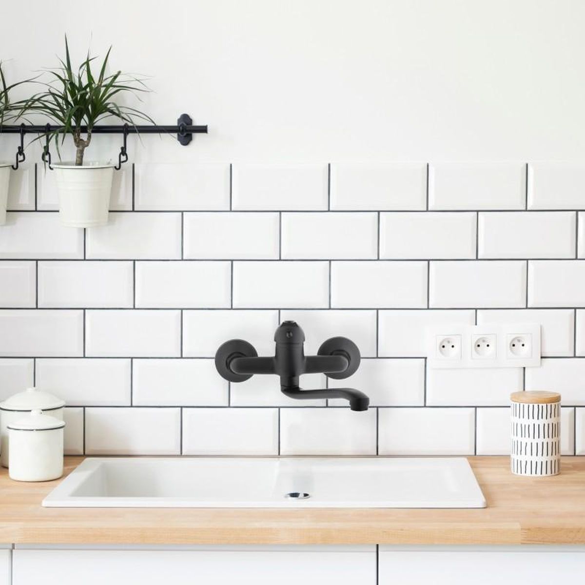 YokaHome Fizar bateria kuchenna ścienna czarny mat BZ.FIZAR-BLK