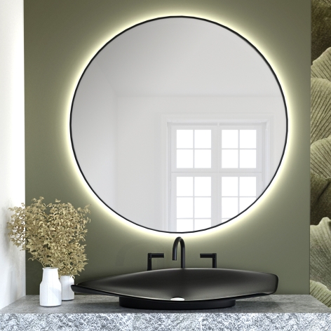 Smartwoods Bright lustro 80 cm okrągłe z oświetleniem LED czarne barwa światła ciepła - Wysyłka w 24h