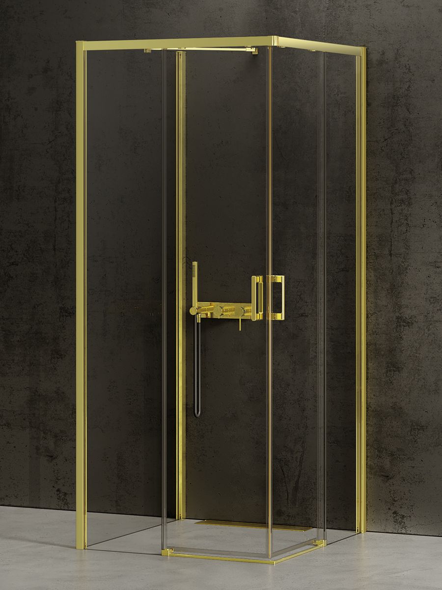 New Trendy Prime Light Gold kabina prysznicowa 80x100 cm prostokątna prawa złoty/szkło przezroczyste K-1550