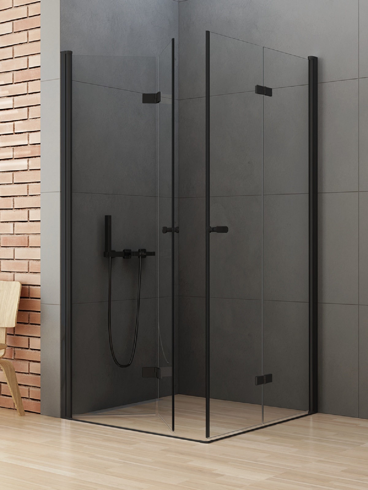New Trendy New Soleo Black kabina prysznicowa 80x100 cm prostokątna czarny mat/szkło przezroczyste D-0234A/D-0240A