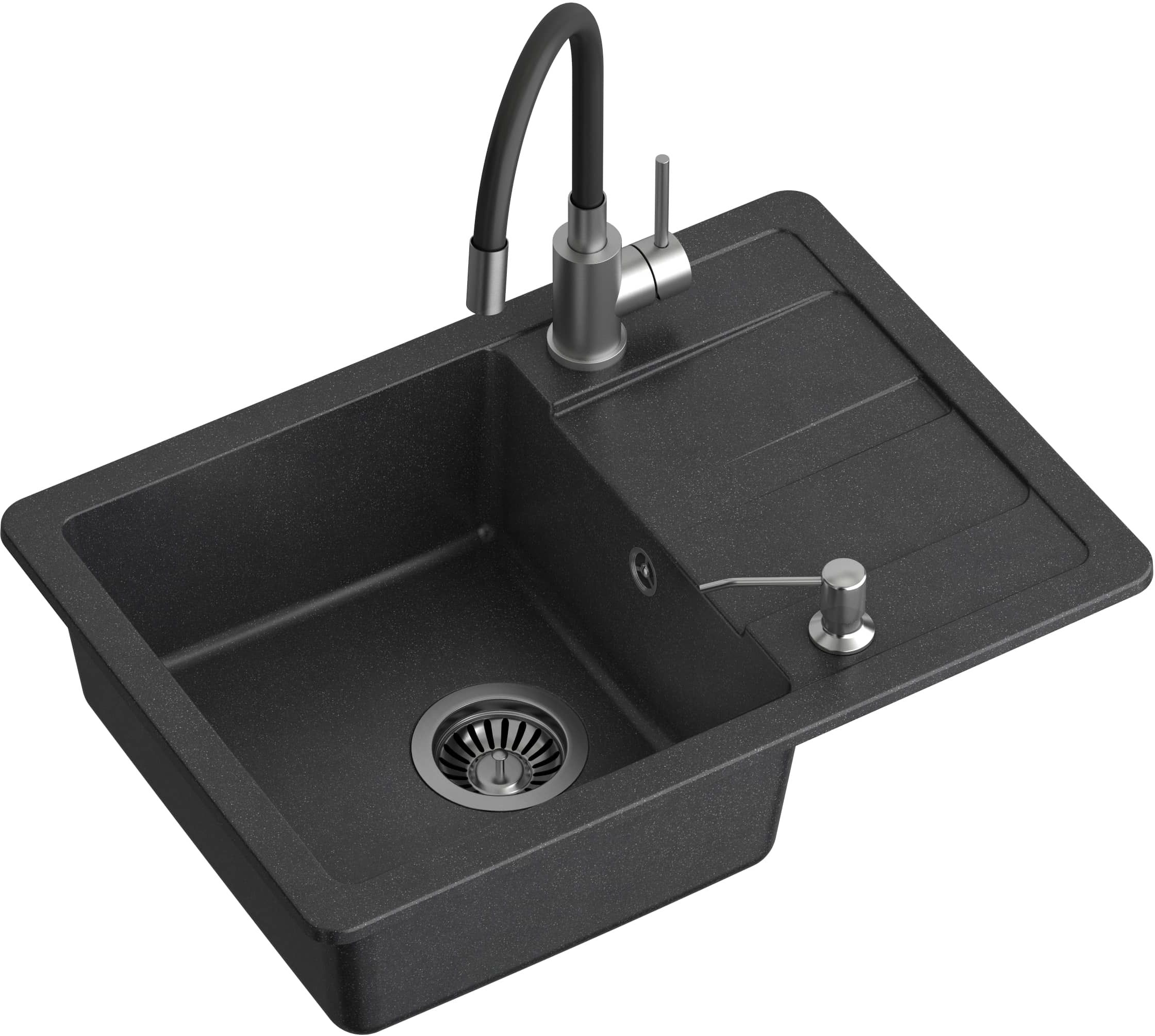 Quadron Ready Smart zlewozmywak 62x44 cm czarny z baterią i dozownikiem TQ6244RSCZ - Wysyłka w 24h