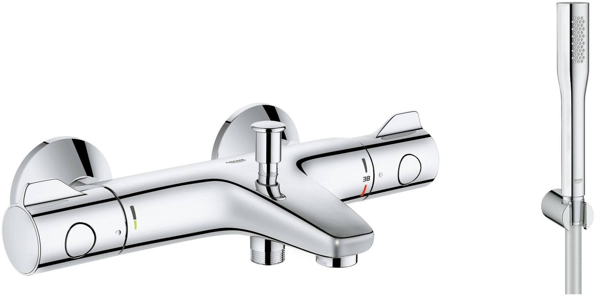 Zestaw Grohe Grohtherm 800 bateria wannowo-prysznicowa termostatyczna z zestawem prysznicowym Euphoria Cosmopolitan chrom (34567000, ... - Wysyłka w 