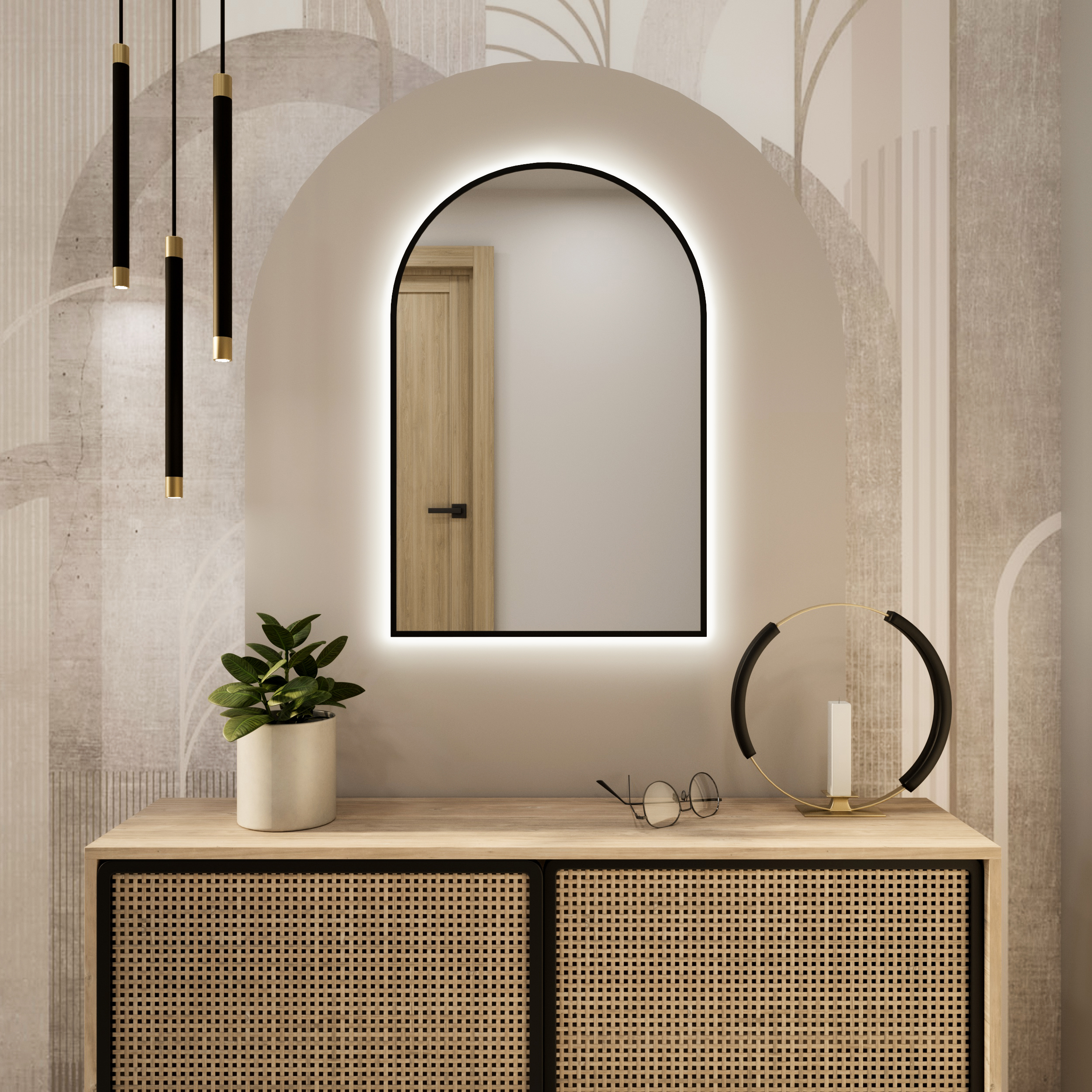 Baltica Design Tiny Border Pastille Cut LED lustro 60x90 cm czarne barwa światła zimna