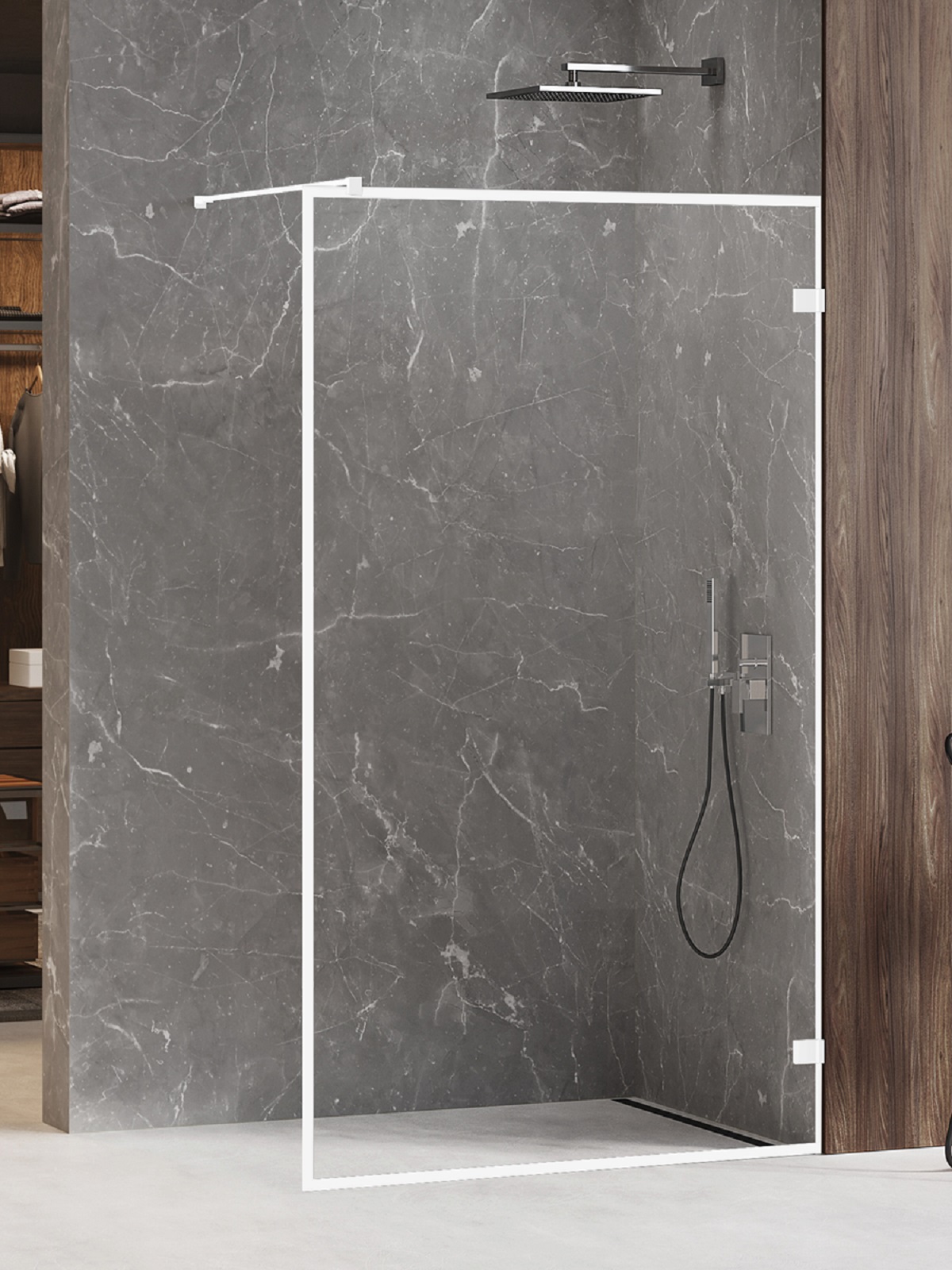 New Trendy Avexa White ścianka prysznicowa walk-in 120 cm biały mat/szkło przezroczyste EXK-2997