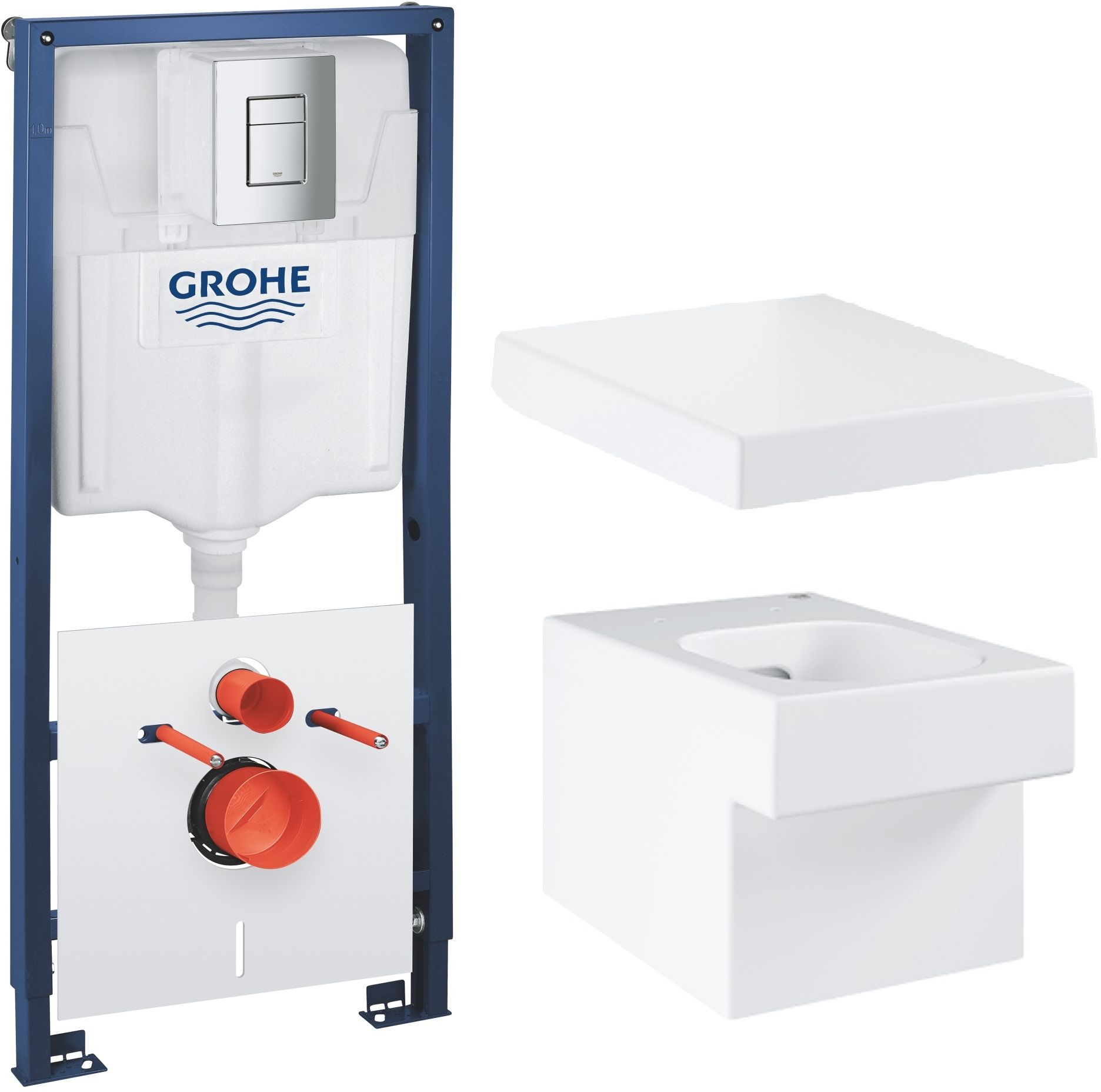 Zestaw Grohe Solido stelaż podtynkowy WC z przyciskiem Even chrom i miska WC wisząca z deską wolnoopadającą (39930000, 3924500H, ...