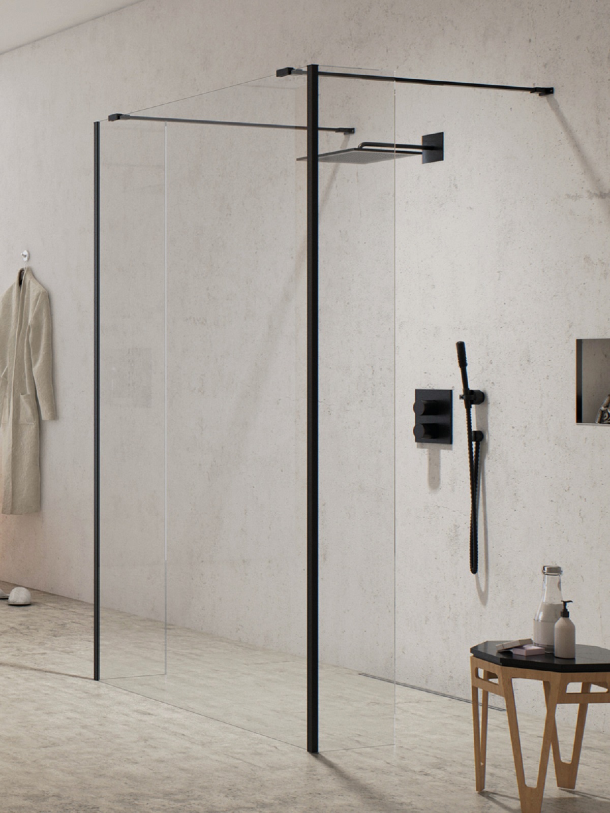 New Trendy New Modus Black ścianka prysznicowa walk-in 120 cm czarny mat/szkło przezroczyste EXK-5608
