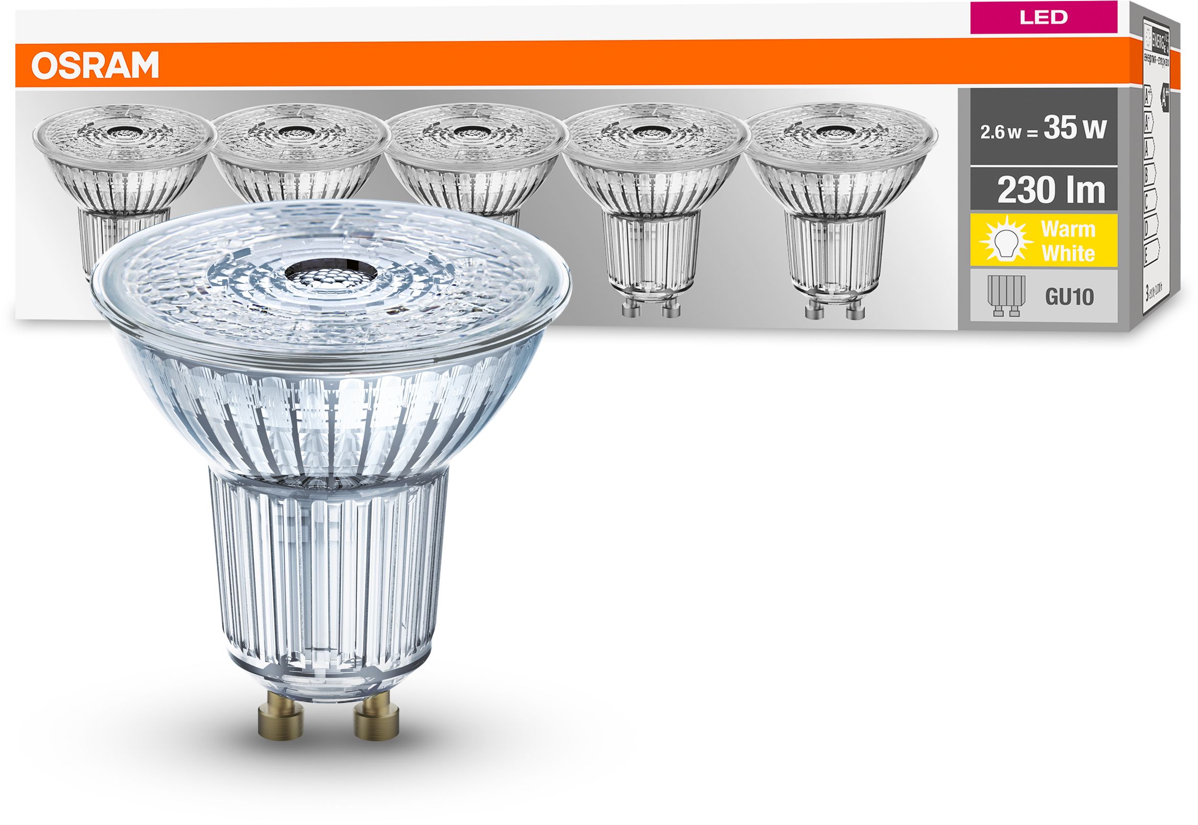 Osram Base żarówki LED Multipack 5x2,6 W 2700 K GU10