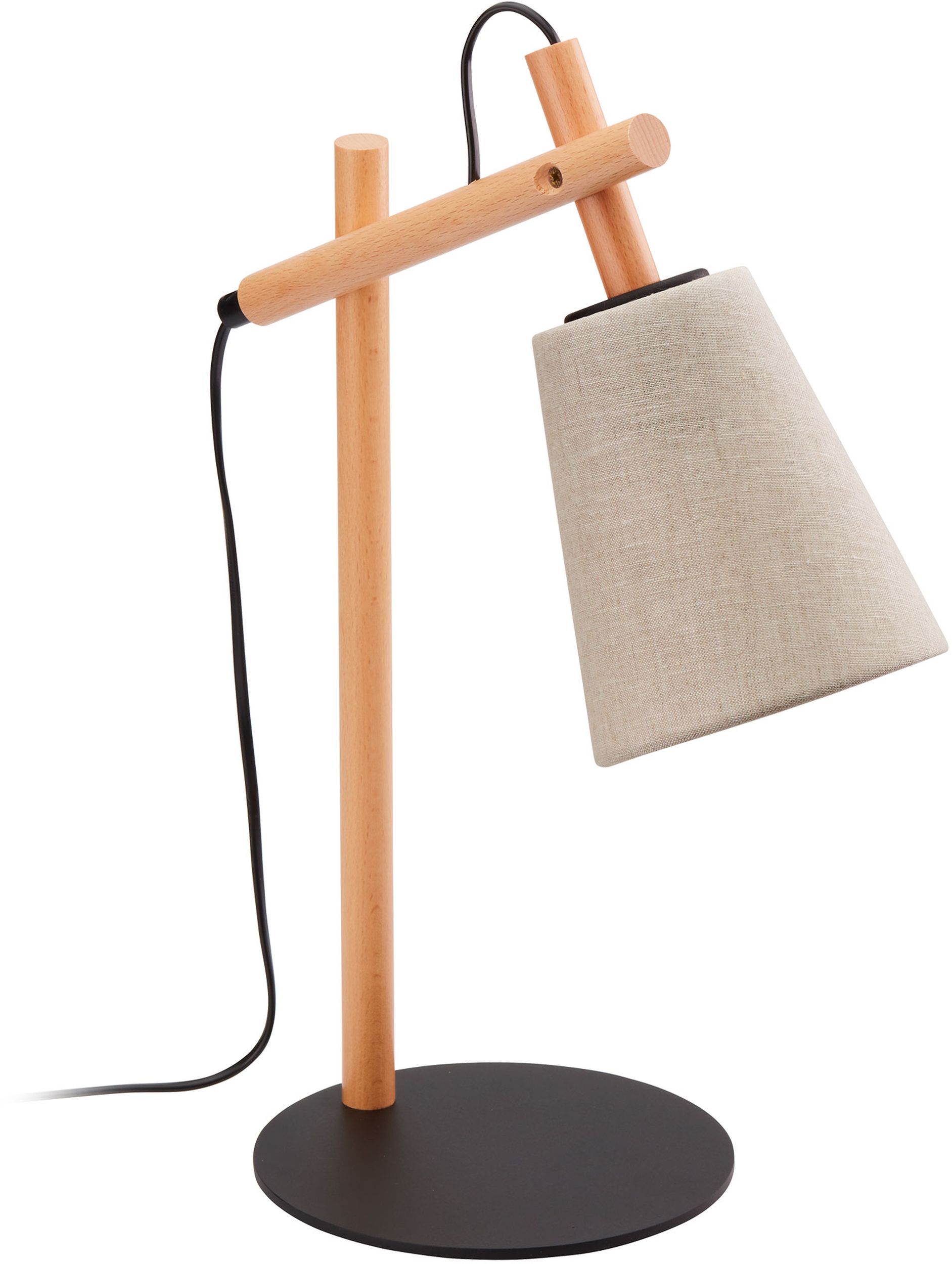 TK Lighting Vaio Nature lampa biurkowa 1x15W czarny/drewno/szarobeżowy 5183