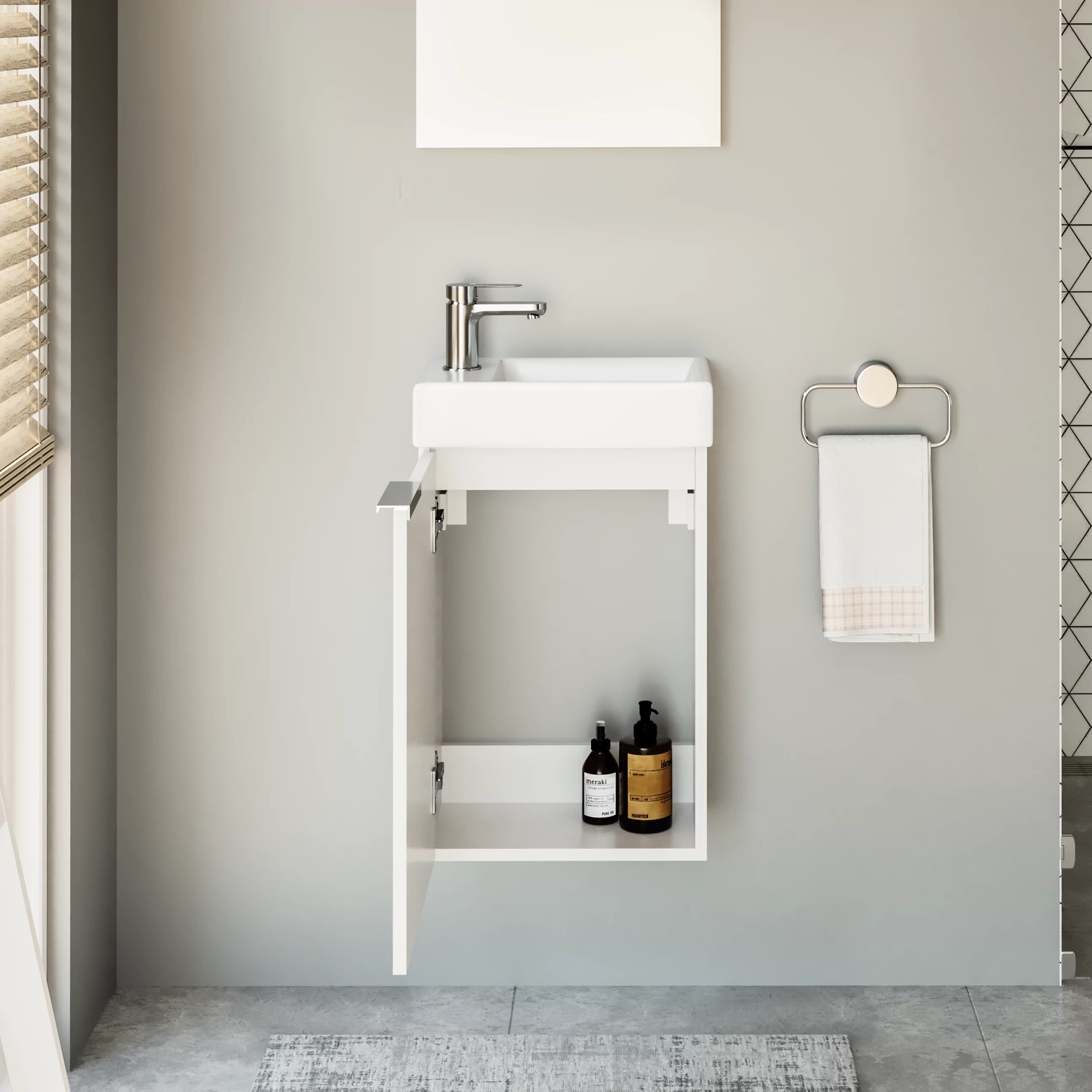 Uptrend Fika umywalka z szafką 40 cm biały połysk 003-SU40-01+TR41355