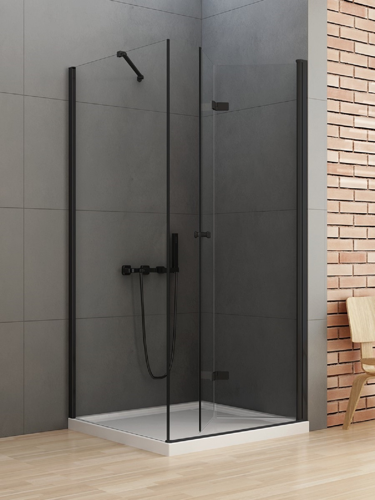 New Trendy New Soleo Black kabina prysznicowa 70x80 cm prostokątna prawa czarny mat/szkło przezroczyste D-0237A/D-0114B