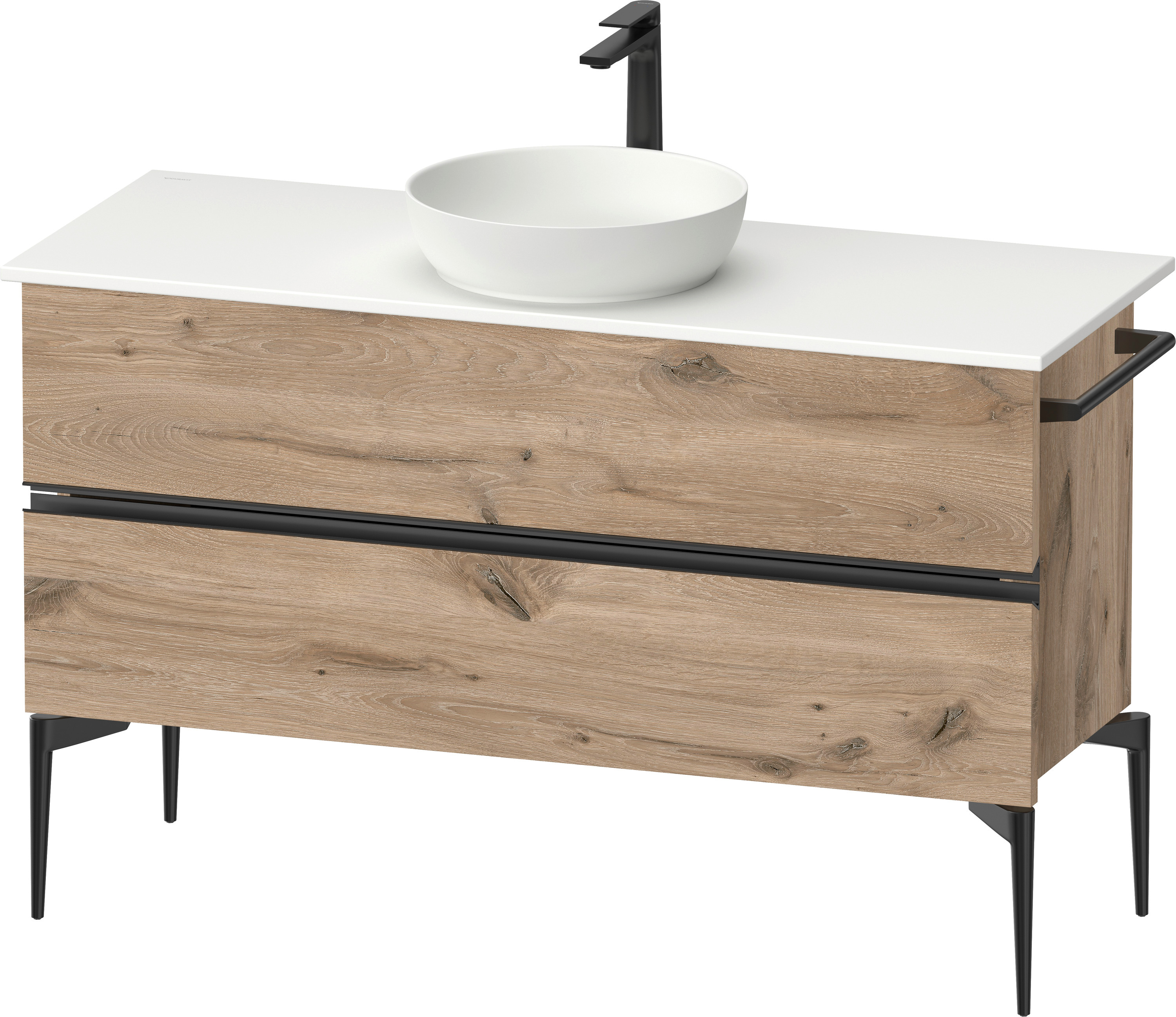 Duravit Sivida szafka 124,5x47,5x54,8 cm podumywalkowa wisząca czarna-dąb SV46600BD550000