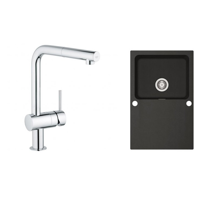 Zestaw Franke Orion OID 611-78 zlewozmywak onyx z baterią kuchenną Grohe Minta chrom (1140286447, 32168000) - Wysyłka w 24h