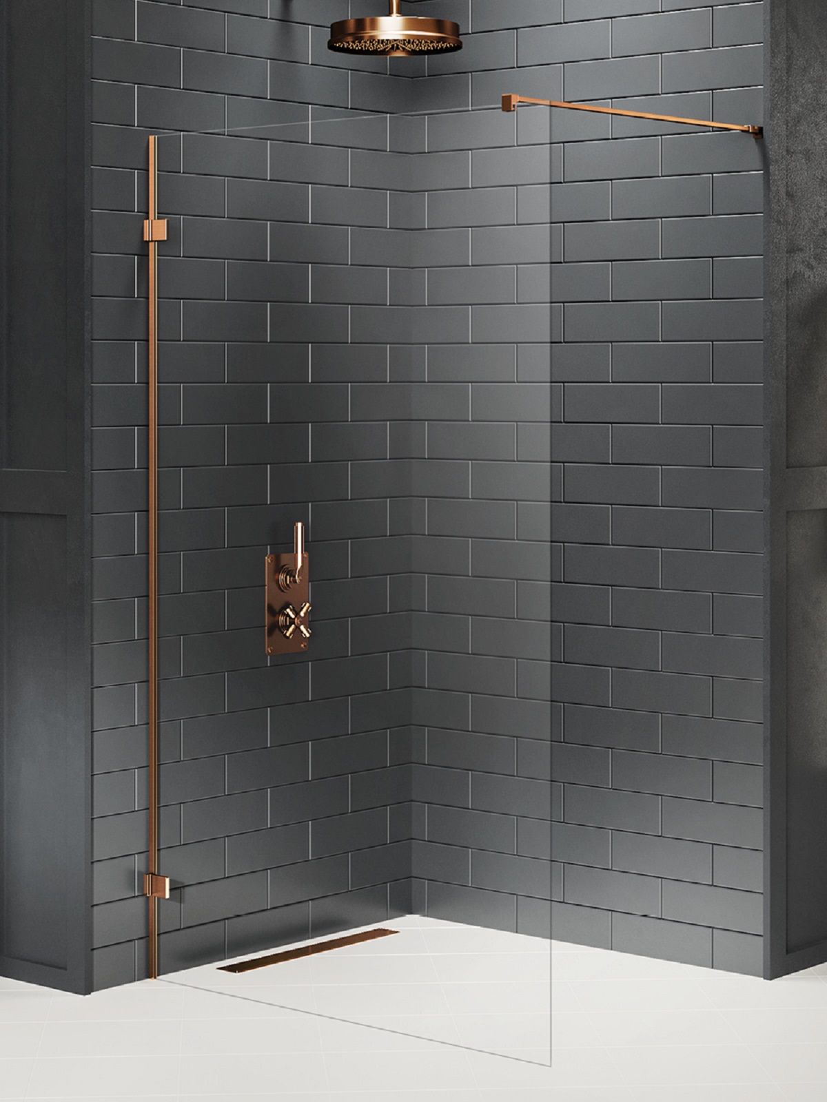 New Trendy Avexa Copper Brushed ścianka prysznicowa walk-in 120 cm miedź szczotkowana/szkło przezroczyste EXK-7149
