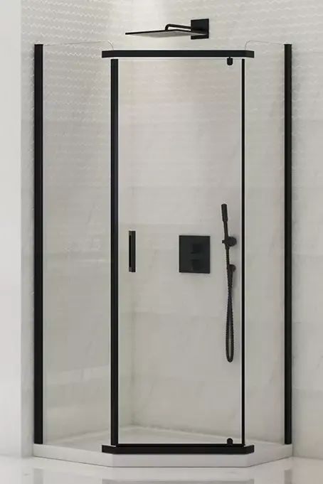 New Trendy New Komfort Black kabina prysznicowa 80x80 cm pięciokątna czarny mat/szkło przezroczyste K-0805