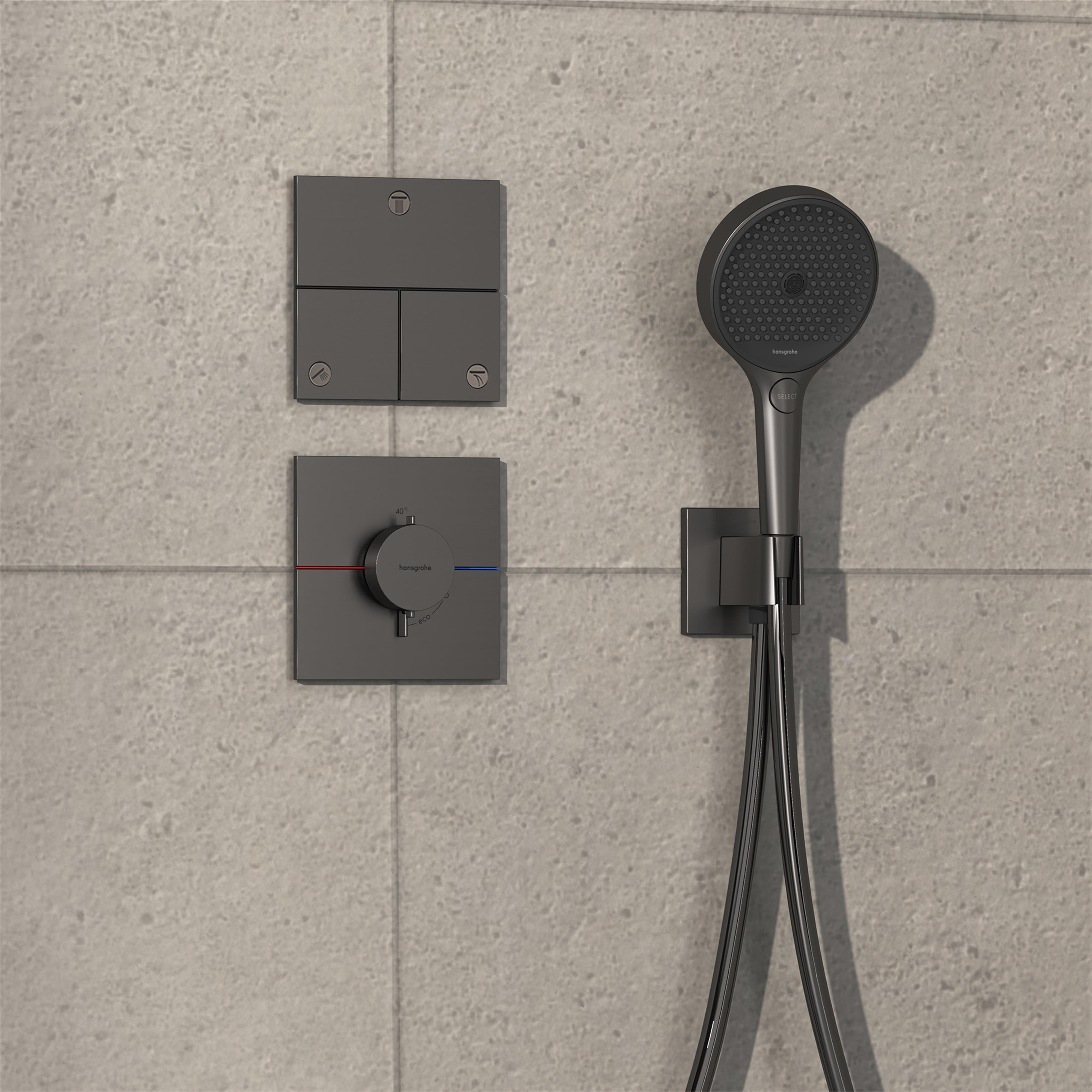 Hansgrohe ShowerSelect Comfort E bateria prysznicowa podtynkowa termostatyczna czarny chrom szczotkowany 15574340
