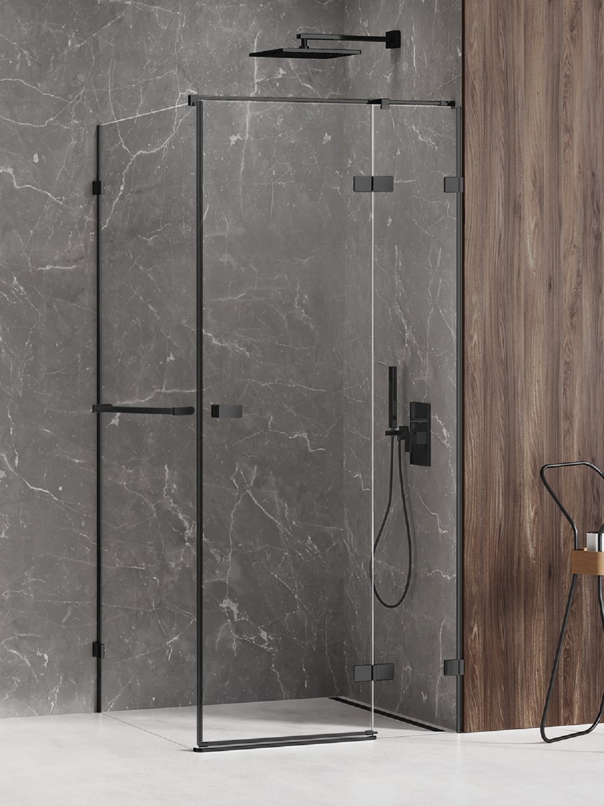 New Trendy Avexa Black kabina prysznicowa 90x120 cm prostokątna prawa czarny mat/szkło przezroczyste EXK-2576