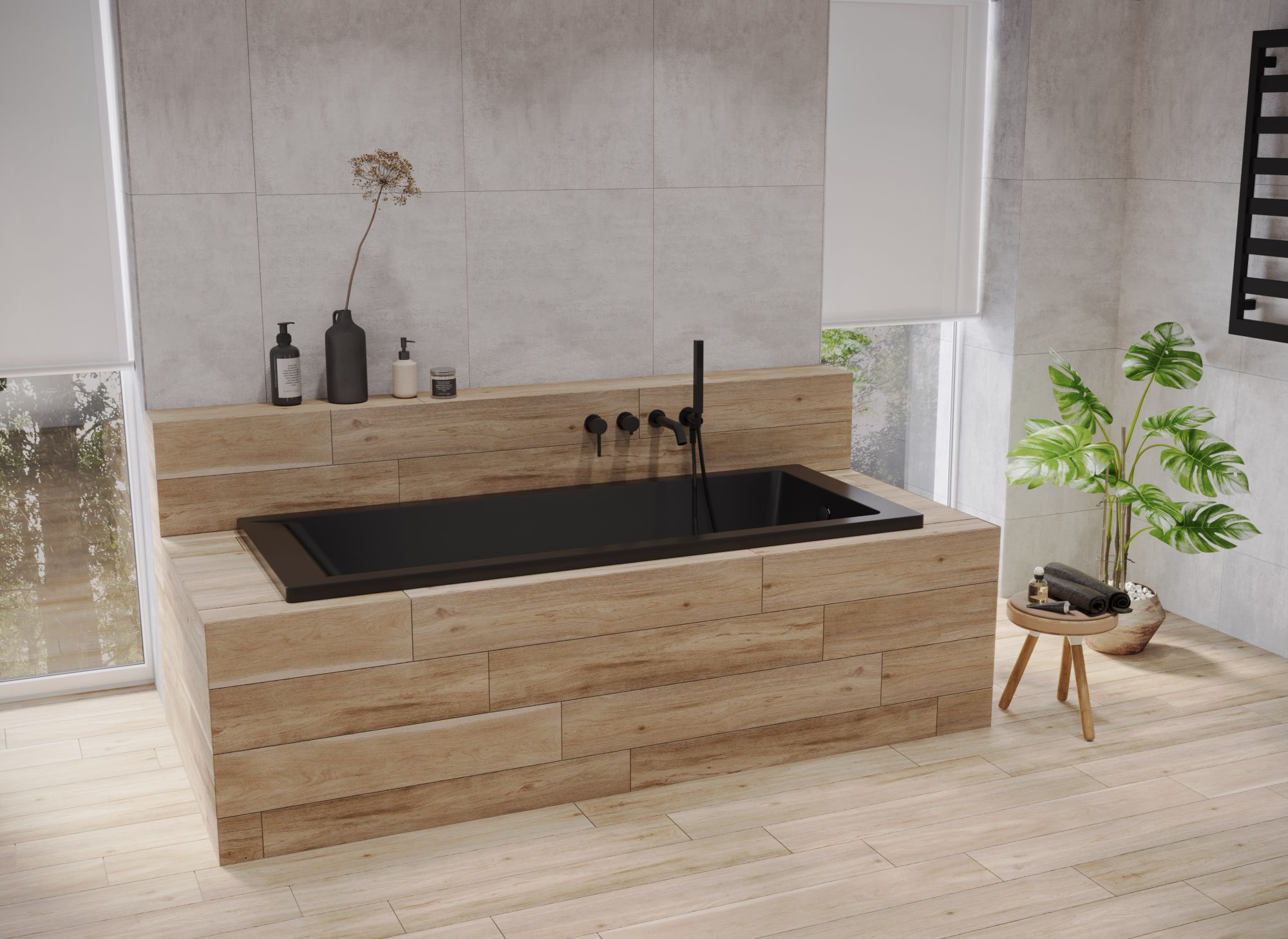 Oltens Langfoss wanna prostokątna 140x70 akrylowa czarny mat 10001300 - Wysyłka w 24h