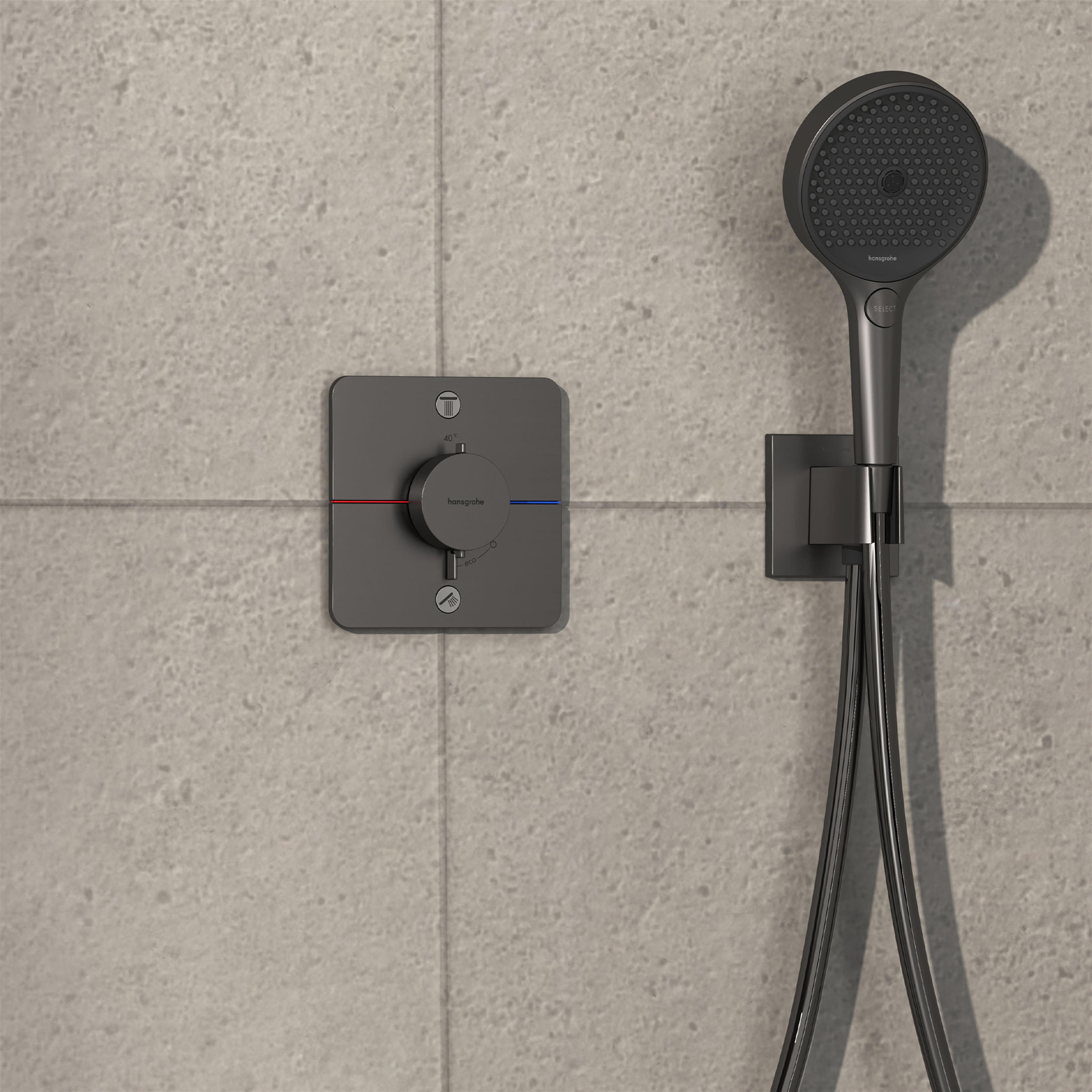 Hansgrohe ShowerSelect Comfort Q bateria wannowo-prysznicowa podtynkowa termostatyczna czarny chrom szczotkowany 15586340