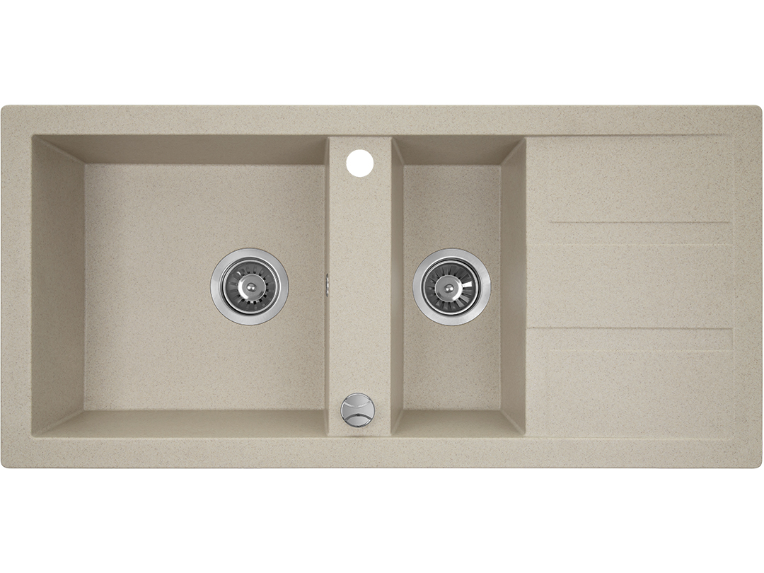Laveo Barbados zlewozmywak granitowy 100x48 cm 1,5-komorowy beżowy SBB431T