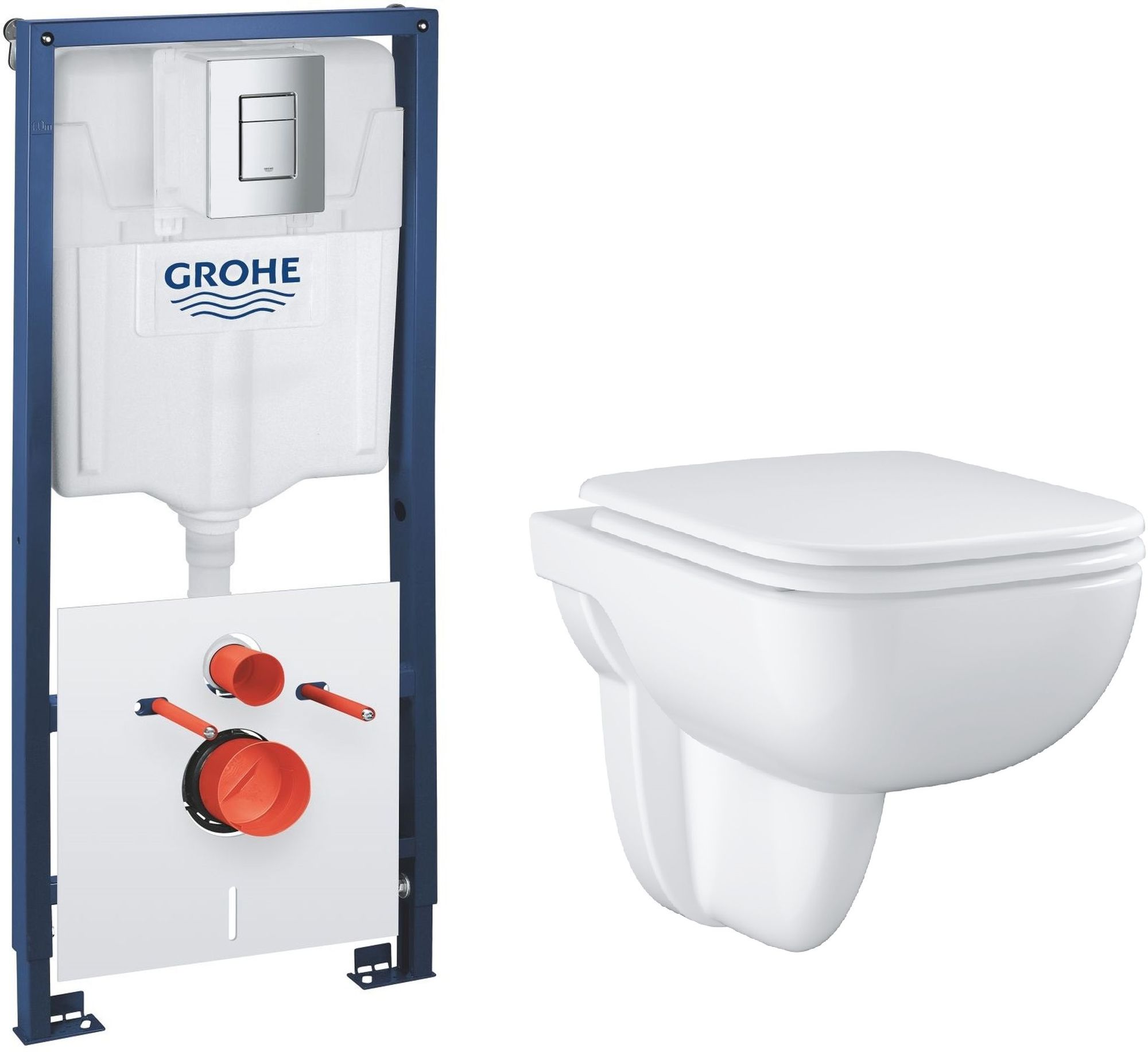 Zestaw Grohe Solido stelaż podtynkowy WC z przyciskiem Even chrom i miska WC wisząca Start Edge z deską wolnoopadającą (39930000, ...