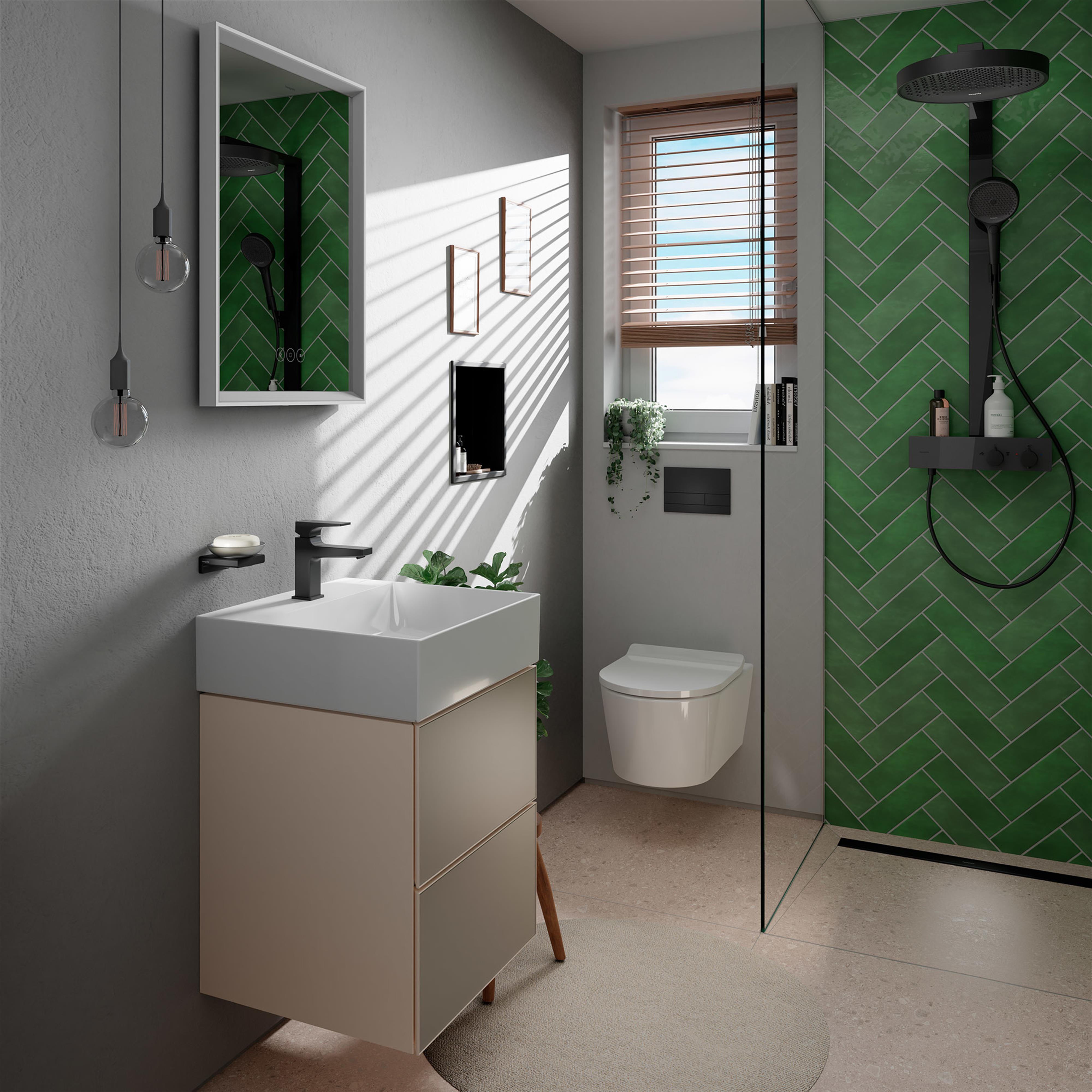 Hansgrohe Rainfinity ShowerTablet zestaw prysznicowy ścienny termostatyczny EcoSmart czarny mat 28742670