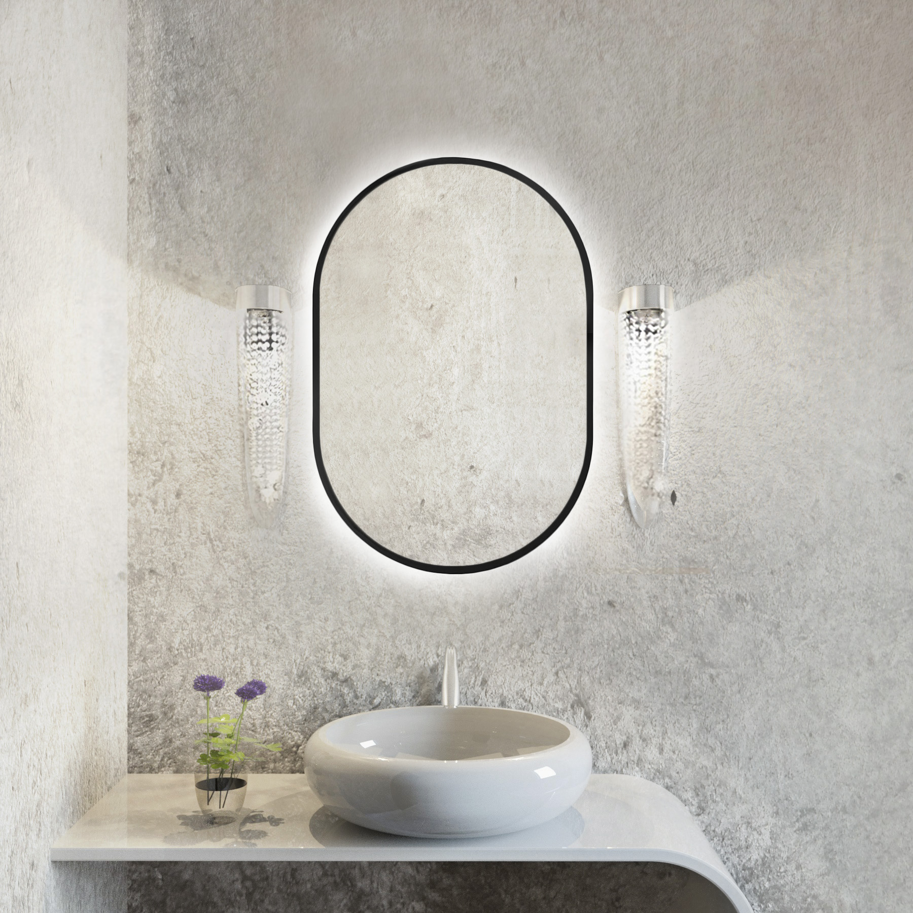 Baltica Design Tiny Border Pastille lustro 40x95 cm owalne z oświetleniem czarny - Wysyłka w 24h