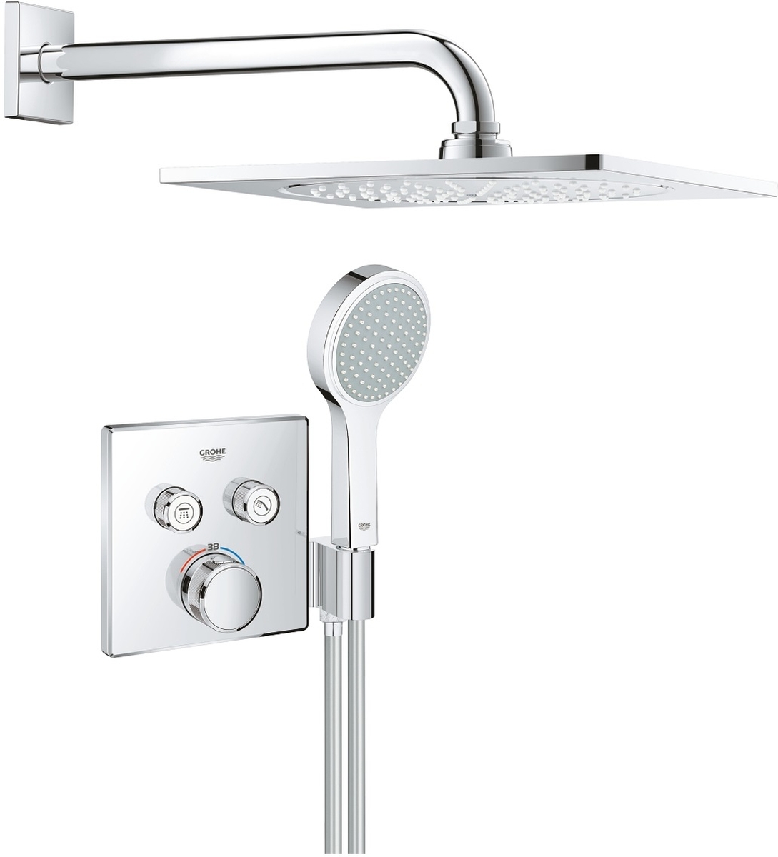 Grohe Grohtherm SmartControl zestaw prysznicowy podtynkowy termostatyczny z deszczownicą chrom 34742000 - Wysyłka w 24h
