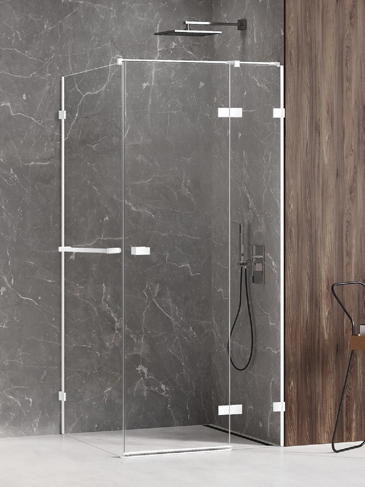 New Trendy Avexa White kabina prysznicowa 100x100 cm kwadratowa prawa biały mat/szkło przezroczyste EXK-2806