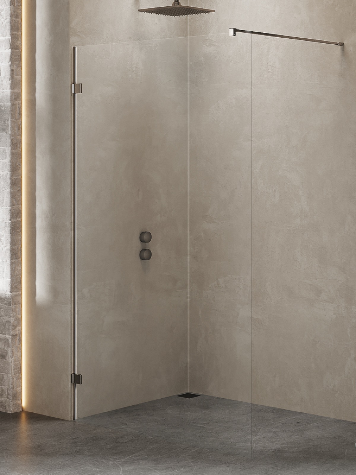 New Trendy Avexa Gunmetal Brushed ścianka prysznicowa walk-in 120 cm gunmetal szczotkowany/szkło przezroczyste EXK-7095