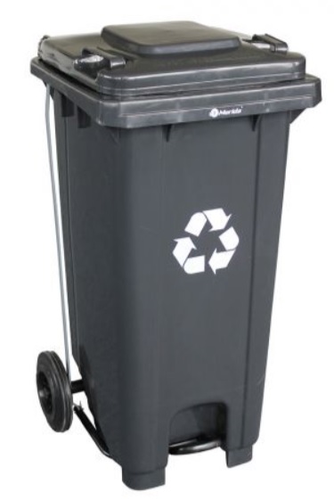 Merida kosz na odpady 120 l pedałowy szary KJS412