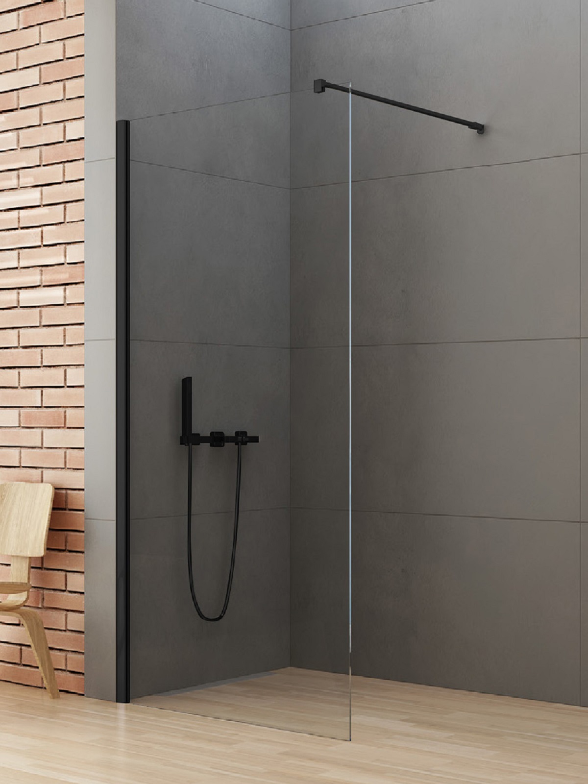 New Trendy New Soleo Black ścianka prysznicowa walk-in 120 cm czarny mat/szkło przezroczyste K-0772-WP