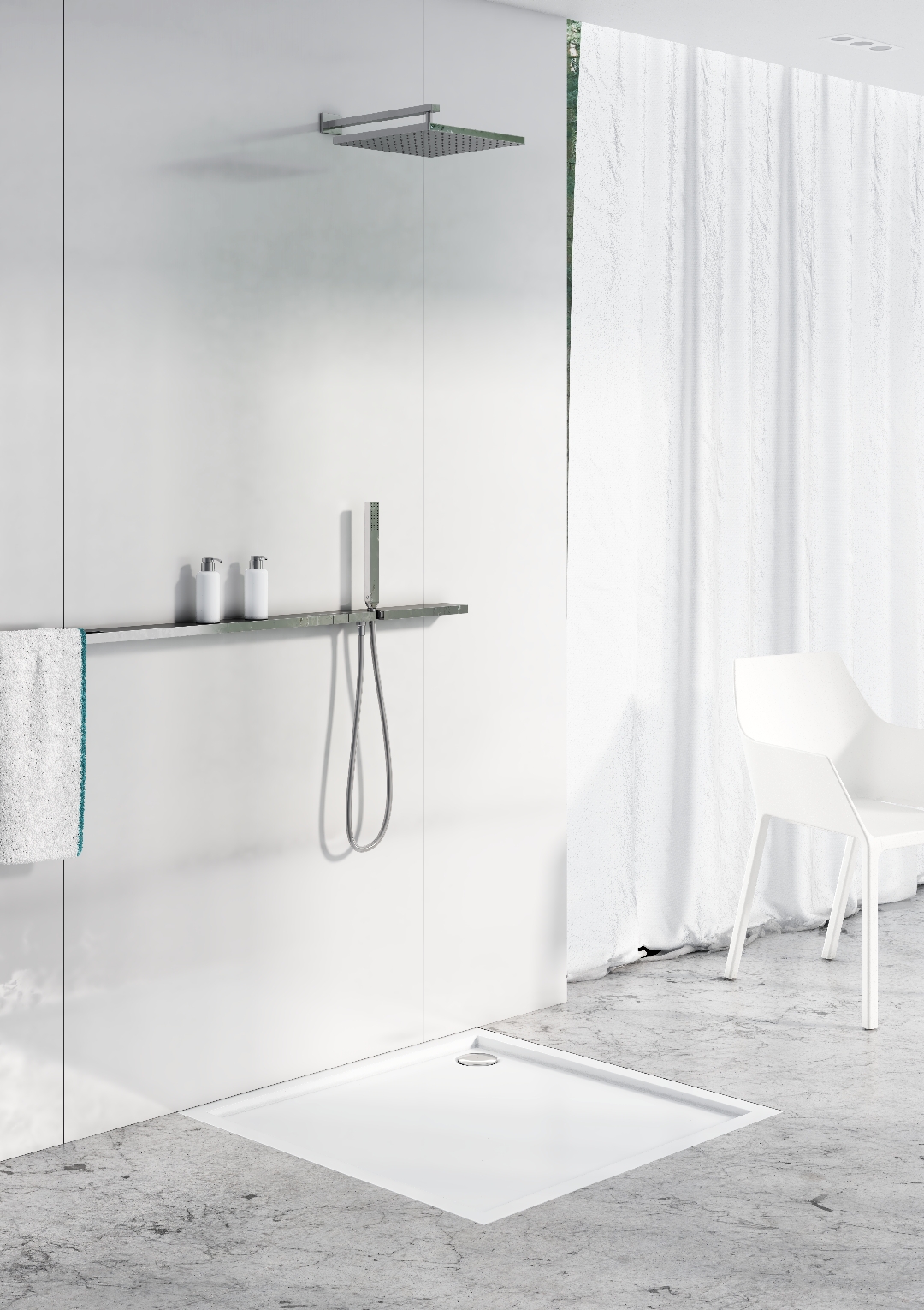 Schedline Estima brodzik 80x80 cm kwadratowy kompozyt Stonicryl biały 3SP.E2K-8080