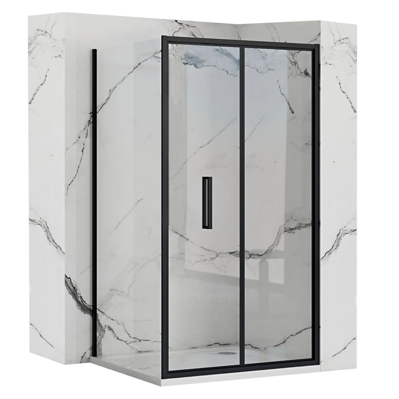 Rea Rapid Fold kabina prysznicowa 100x100 cm kwadratowa czarny półmat/szkło przezroczyste REA-K6420/REA-K6423
