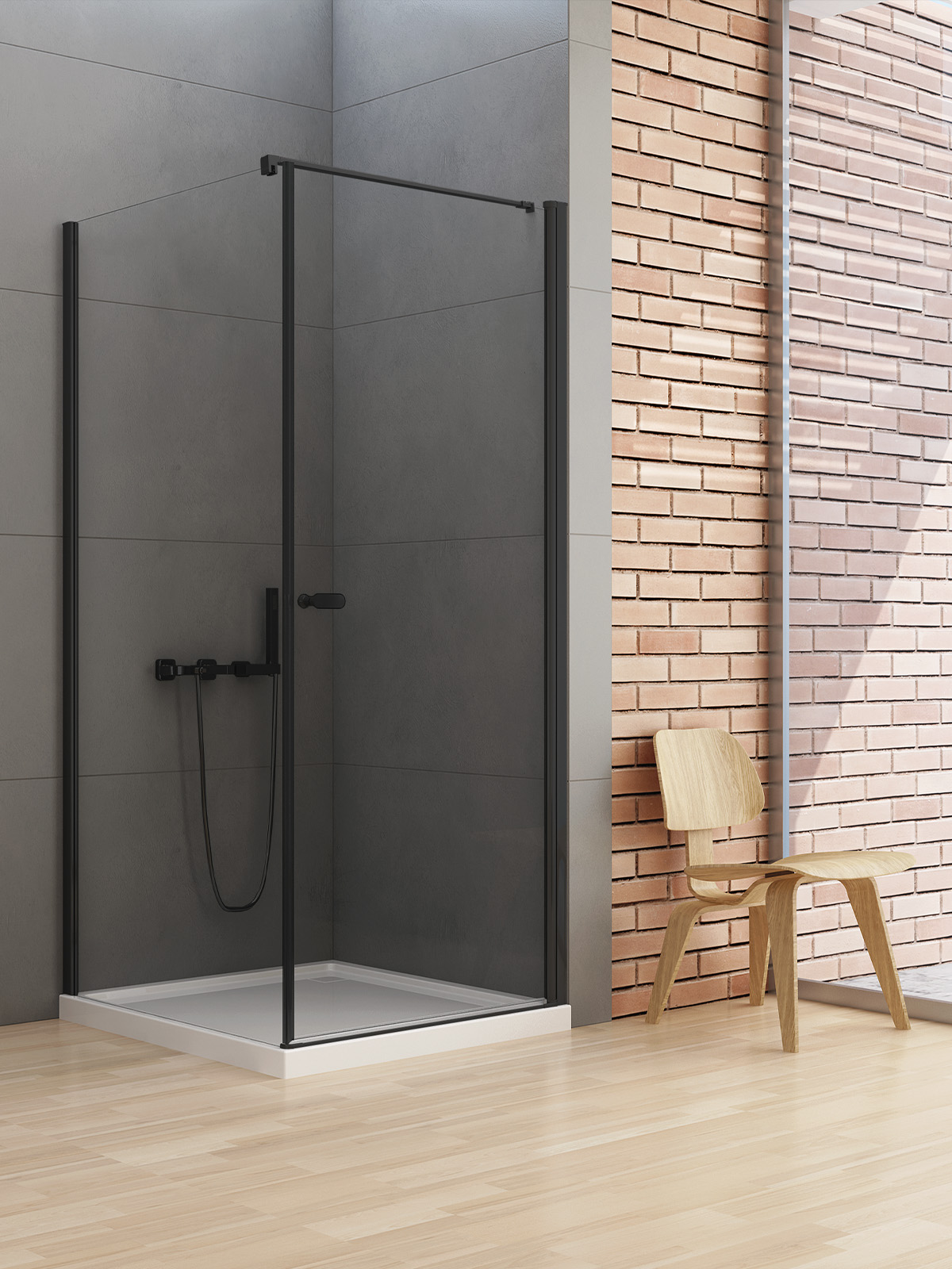 New Trendy New Soleo Black kabina prysznicowa 100x100 cm kwadratowa czarny mat/szkło przezroczyste D-0232A/D-0116B-WP