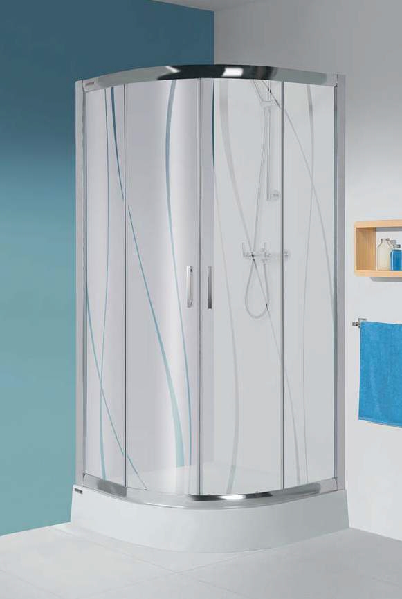 Sanplast TX kpl-KP4/TX5b-90/BPza kabina prysznicowa 90 cm półokrągła z brodzikiem srebrny mat/Sitodruk W15 602-271-0262-39-231