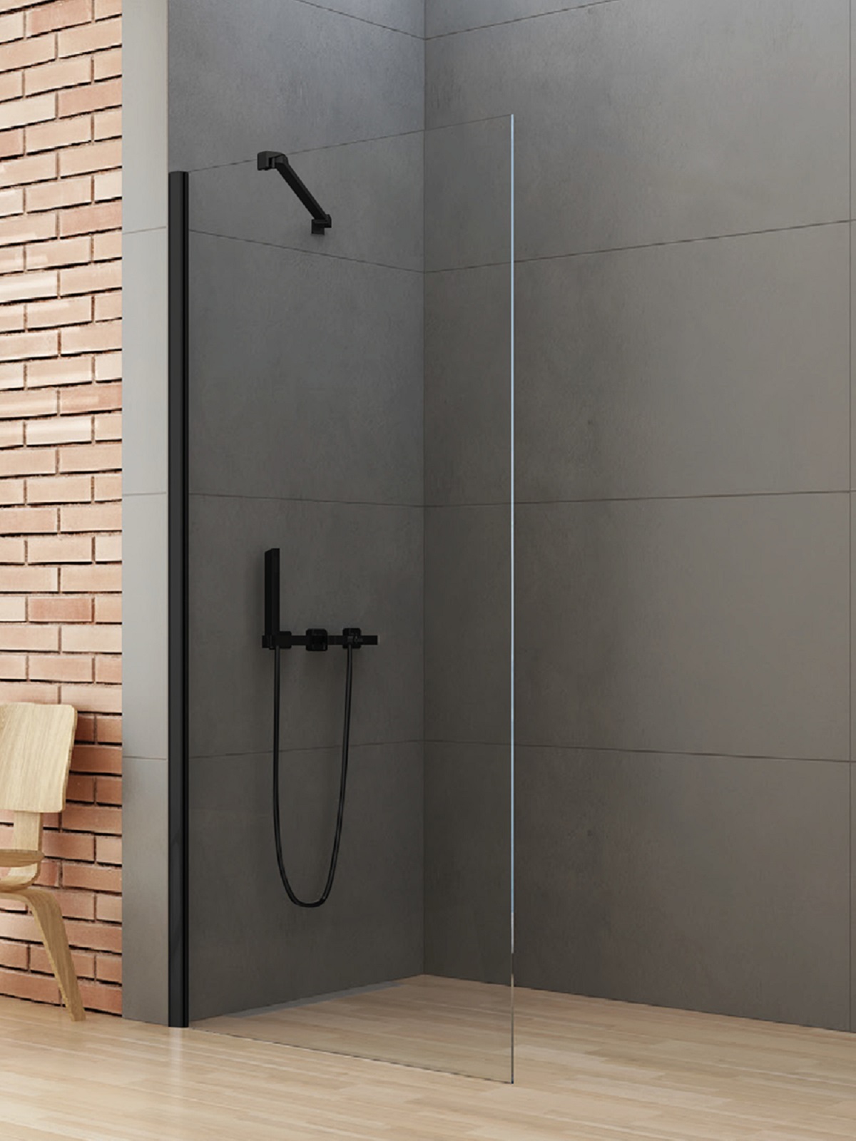 New Trendy New Soleo Black ścianka prysznicowa walk-in 120 cm czarny mat/szkło przezroczyste K-0772