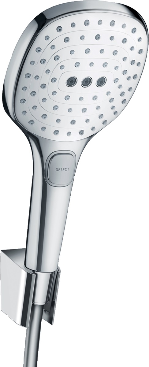 Hansgrohe Raindance Select E zestaw prysznicowy ścienny biały/chrom 26720400