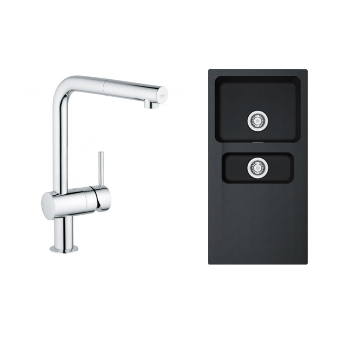 Zestaw Franke Orion OID 651 zlewozmywak onyx z baterią kuchenną Grohe Minta chrom (1140286461, 32168000) - Wysyłka w 24h