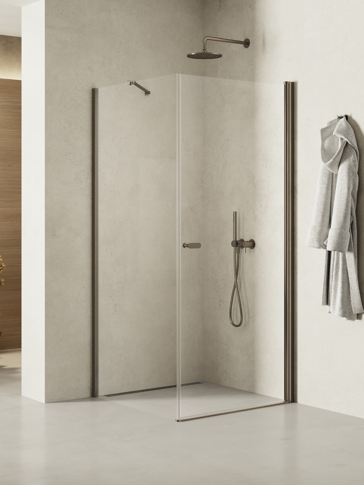 New Trendy New Soleo Gunmetal Brushed kabina prysznicowa 70x70 cm kwadratowa grafitowy szczotkowany/szkło przezroczyste K-2125