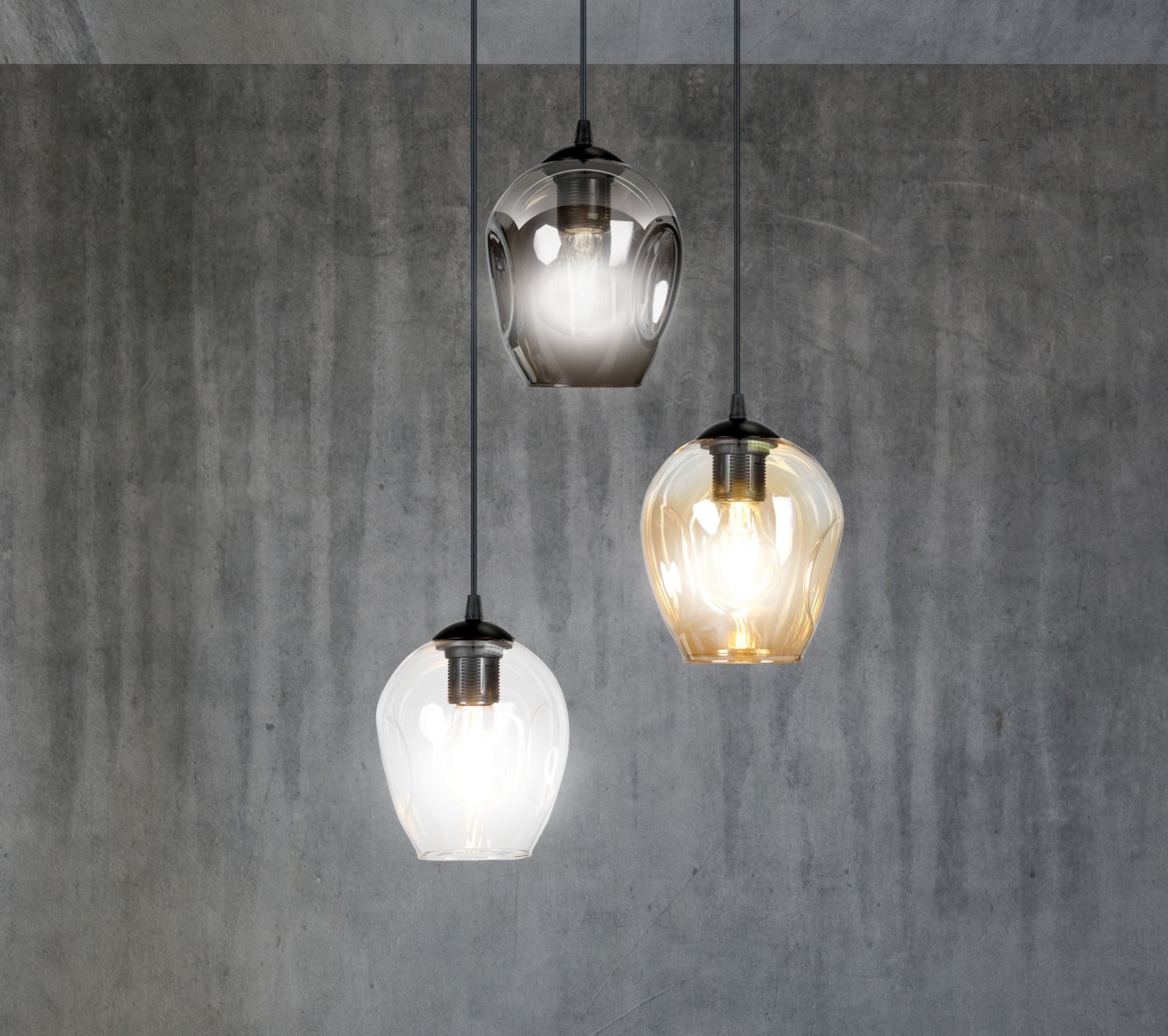Emibig Istar lampa wisząca 3x15 W czarna-przezroczysta-bursztynowa-grafitowa 682/3PREM - Wysyłka w 24h