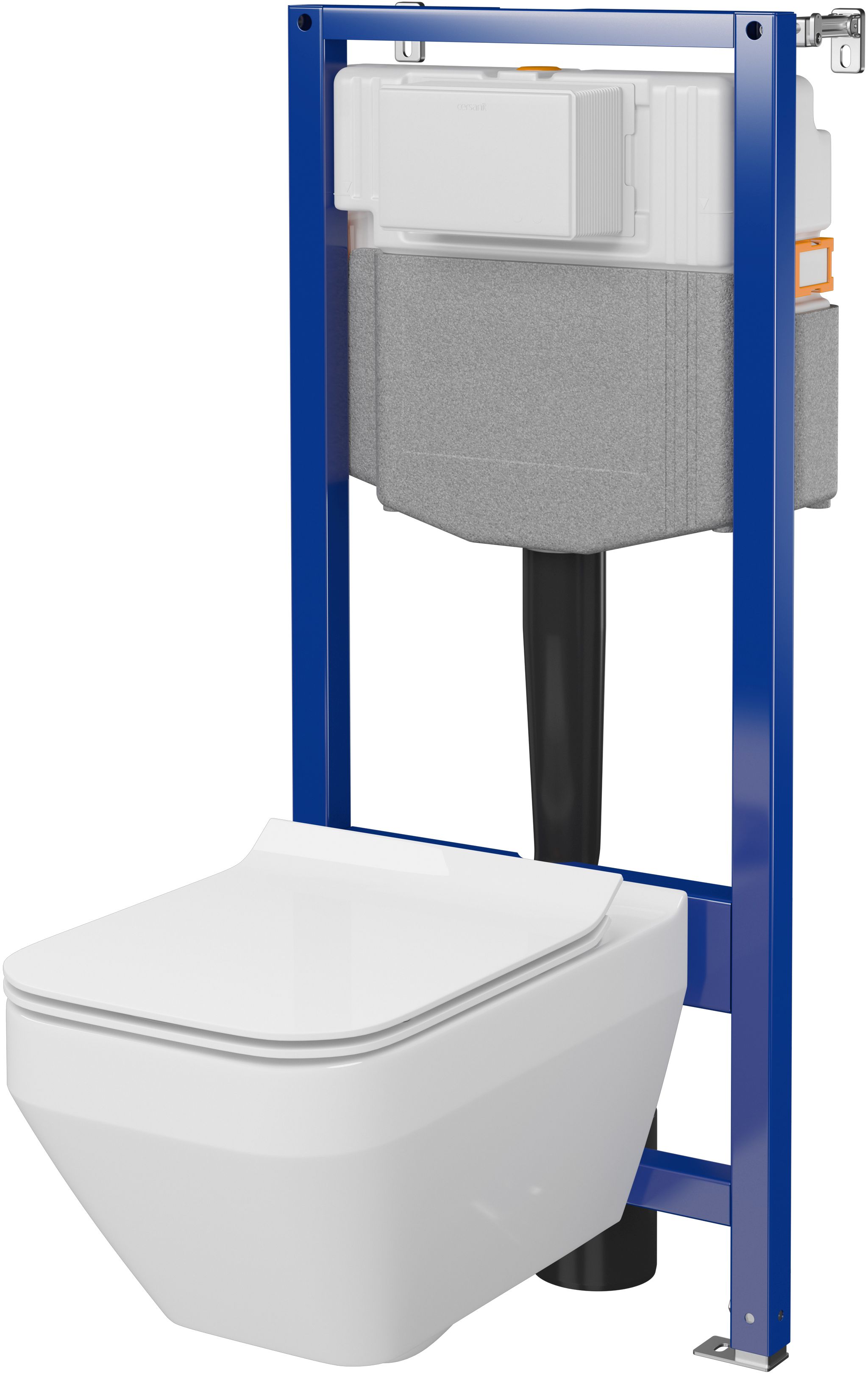 Zestaw Cersanit Crea Square miska WC CleanOn z deską wolnoopadającą i stelaż podtynkowy Aqua 2.0 S701-809
