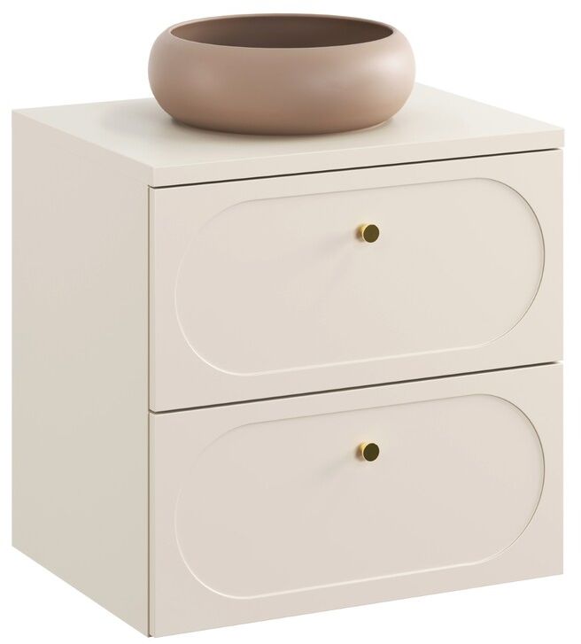 Zestaw Comad Donna Sand umywalka z szafką 60 cm nablatowa okrągła beż piaskowy SET-DS B SAND 60CM UN WIKI MC