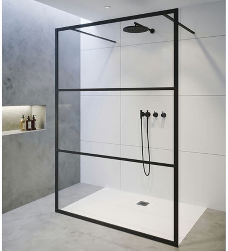 Riho Grid GB401 Walk-in ścianka prysznicowa 120 cm wolnostojąca czarny mat/szkło Grid G004033121