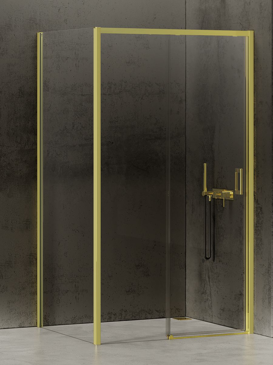 New Trendy Prime Light Gold kabina prysznicowa 100x100 cm kwadratowa lewa złoty/szkło przezroczyste K-1439