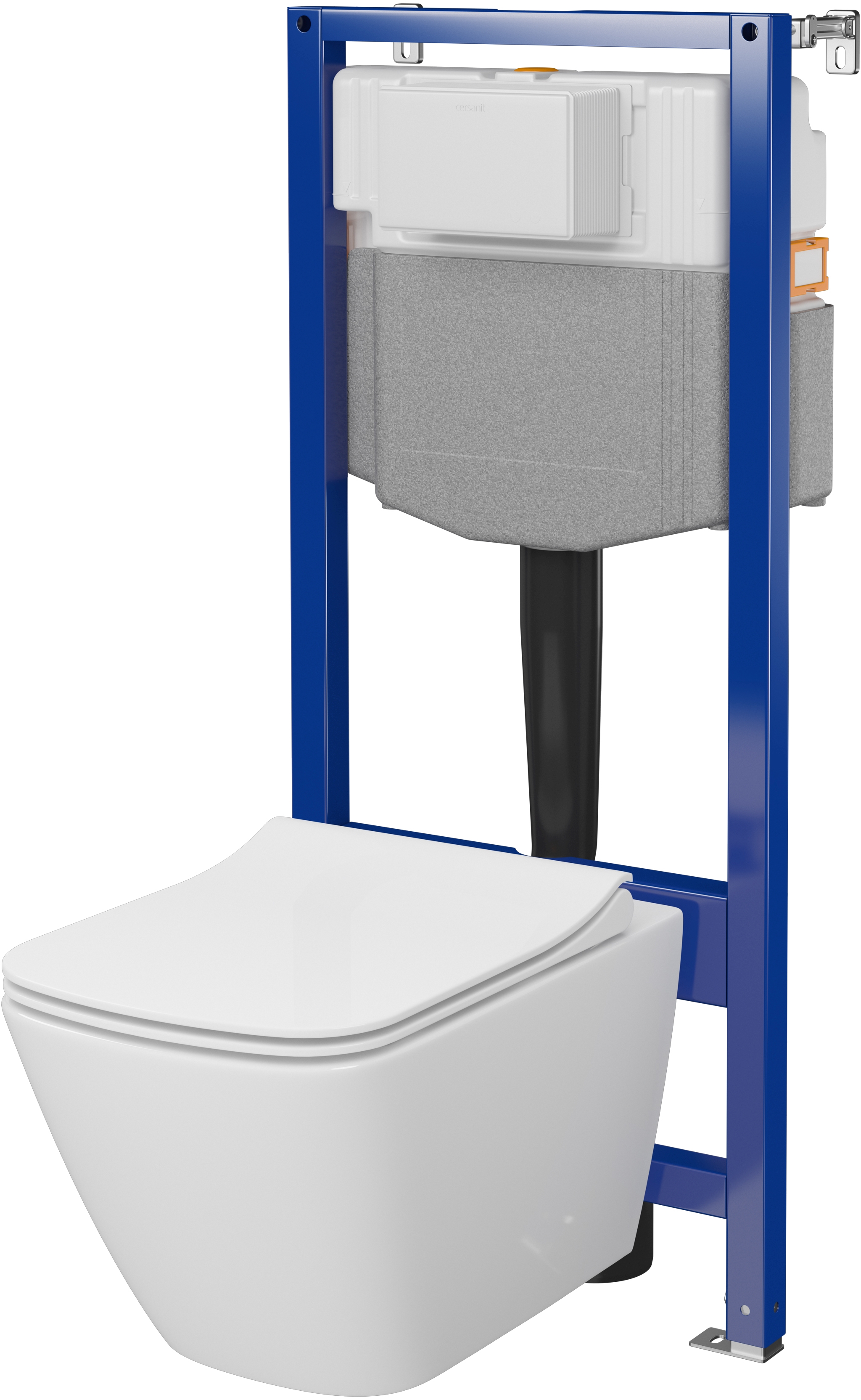 Zestaw Cersanit City Pro squere miska WC CleanOn spłukiwanie wirowe z deską wolnoopadającą i stelaż podtynkowy Aqua 2.0 S701-891