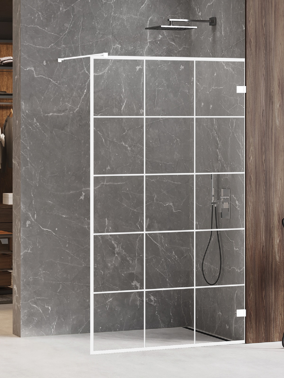 New Trendy Avexa White ścianka prysznicowa walk-in 120 cm biały mat/szkło przezroczyste EXK-2987