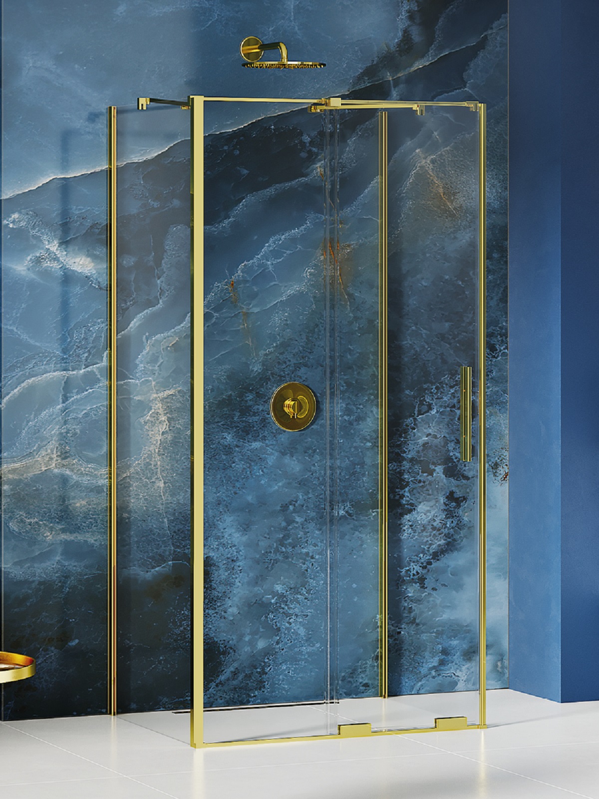 New Trendy Smart Light Gold kabina prysznicowa 100x100 cm kwadratowa przyścienna jasnozłoty/szkło przezroczyste EXK-4280