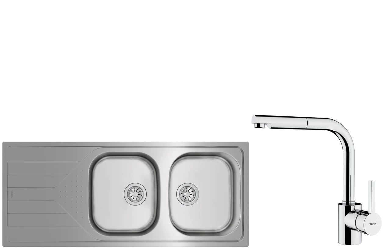 Zestaw Teka Universe 80 T-XP 2B 1D REV 3 1/2 zlewozmywak 116x50 cm mikrotekstura z baterią Teka ARK 938 stal/chrom (115170006, 239381200) - Wysyłka w 