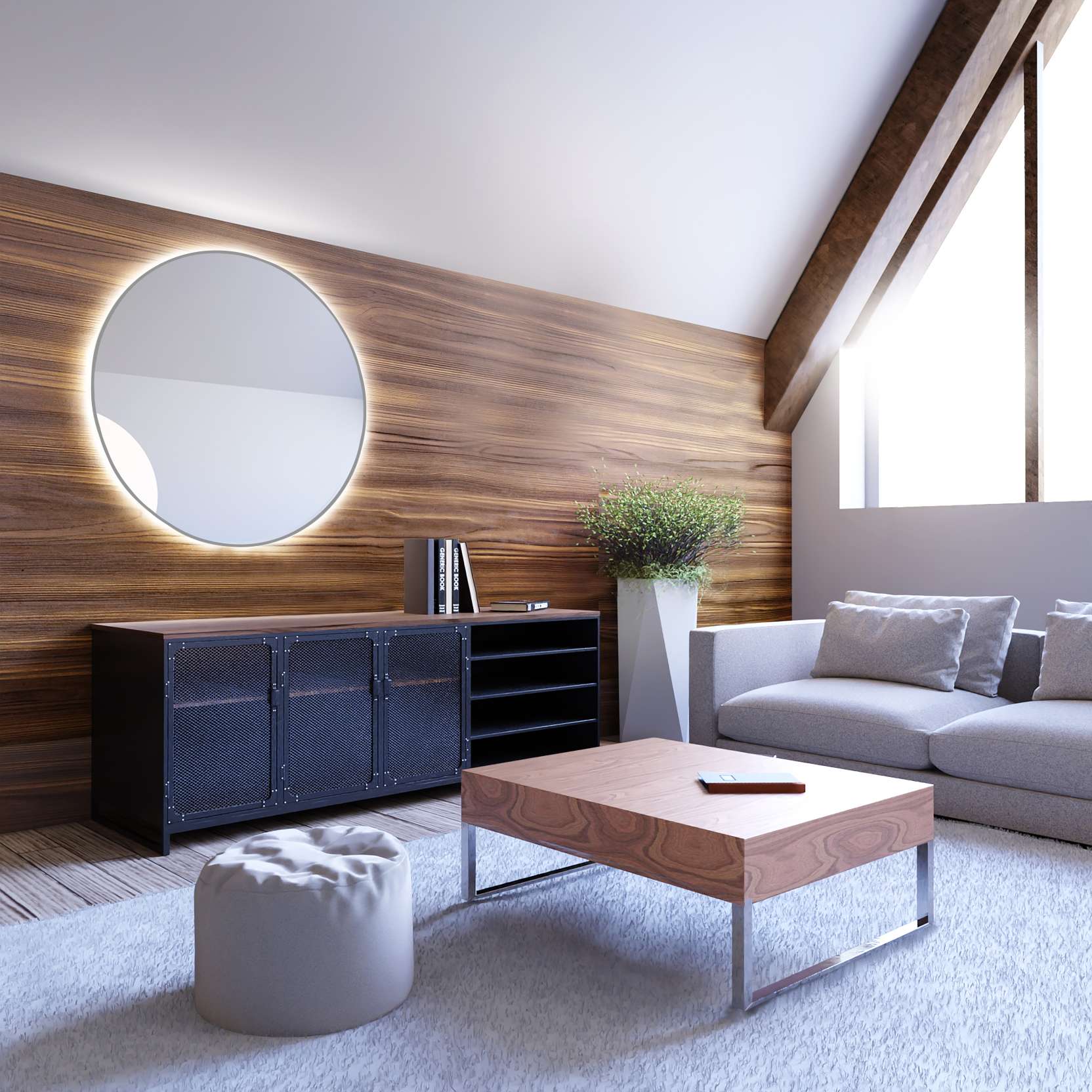 Smartwoods Bright lustro 70 cm okrągłe z oświetleniem LED srebrne barwa światła neutralna